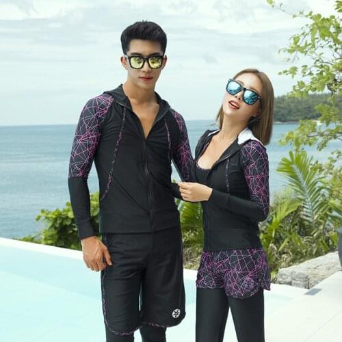 Couple Rash Guards Swimming Suit Bathing Suits 2019 Bodysuit Sexy Swim Surfing Girls Swimsuit Women Split Men Long Sleeve