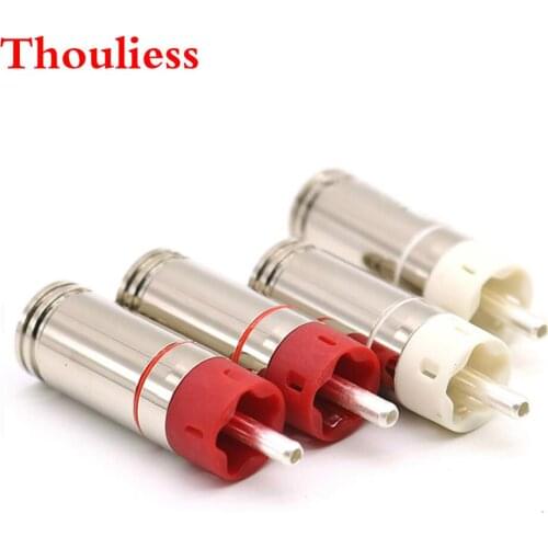 Thouliess 4pcs/lot HIFI Star Line Silver Plated Tellurium Coppero RCA Plug Jack Connector RCA Cables