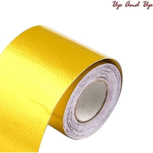 High Temperature Heat Shield Wrap Tape Gold 1 Roll 5mx5cm Glue Sticker Color Change Internal Adhesive Reflective