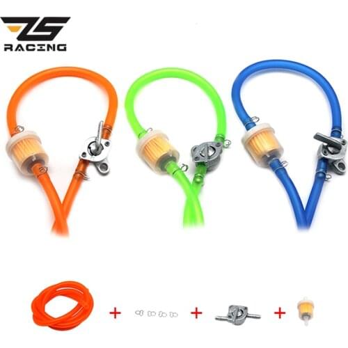 ZS Racing Universal 6mm Motorcycle Petrol Fuel Tap Inline Petcock Switch + 1M Fuel Pipe Hose + 1 Oil Filters+ 4 Clips
