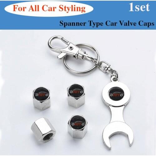 1set For Kall Car Styling Car Wheel Rim Tire Valve Caps Dust-proof Spanner Key Ring Valves Covers Accessory