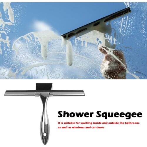10 inch Shower Squeegee Window Glass Wiper Scraper Cleaner with Silicone Blade & Holder Hook for Bathroom Kitchen Car Glass