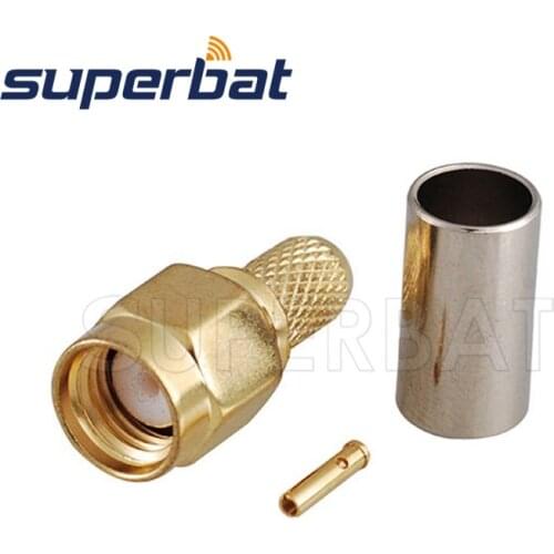 Superbat 10pcs RP-SMA Crimp Plug(female pin) RF Coaxial Connector for Cable RG59 LMR200