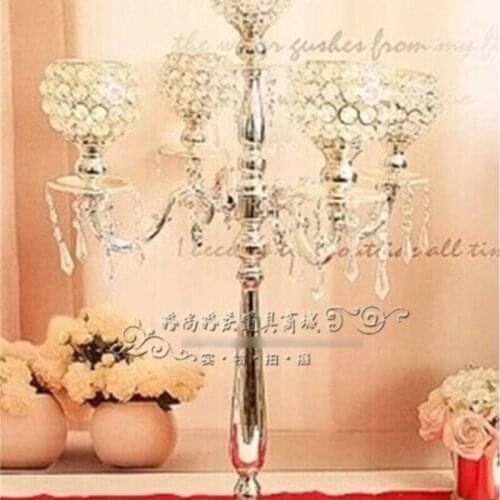 10pcs/lot Romantic crystal 5 head Candle holders/Crystal candle stand H76cm Luxury Center Piece