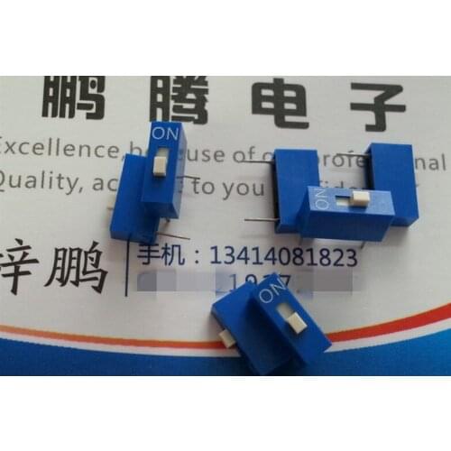 10PCS/lot In-line 1P code switch, one code switch, pitch 2.54MM, flat dial, blue key