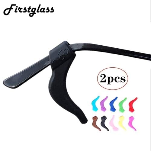 2Pcs Silicone Eyeglass Glasses Ear Hook Anti Slip Soft Temple Tip Holder Spectacle Grip Eyewear Accessories Black Transparent