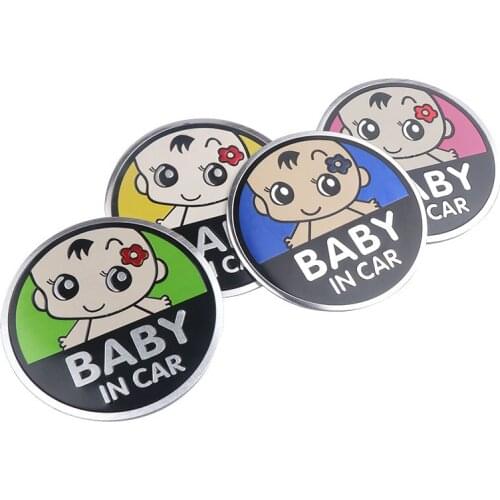 3D baby in car Emblem aluminum sticker For Nissan TIIDA X-TRAIL Qashqai Skoda Octavia Fabia Renault Clio For HYUNDAI Decoration