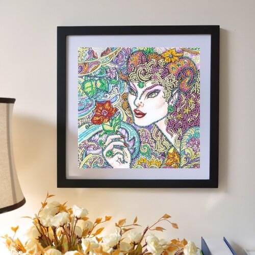 5D Diamond Painting Art Flower Woman Special Shaped Diamond Embroidery Mosaic Portrait Pictures Of Rhinestones Decoration Home