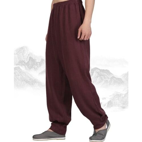 5colors high quality spring&summer Ramie cotton zen buddha shaolin monk pants kung fu trousers buddhist lay meditation bloomers