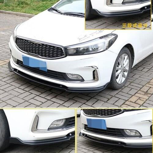 CEYUSOT FOR 3PCS Car Front Spoiler Anti - Collision Accessories NEW Kia K3 PU Material Separator Trim Black Body Kit 2016-2018