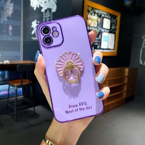 Stylish phone holder Case for iPhone 11 pro max 12 Mini X XR XS Max for iphone 7 8 Plus 6 6S SE 2020 Ring Stand Plating Cover