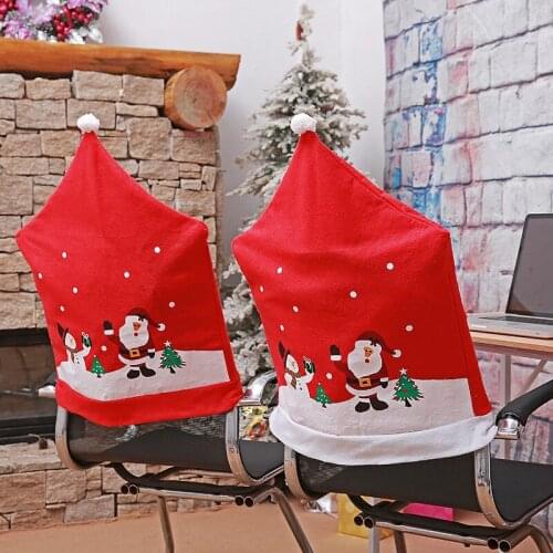 Cartoon Santa Claus Snowman Christmas Chair Cover Kitchen Table Chair Covers Christmas Happy New Year Home Hotel Party Decor