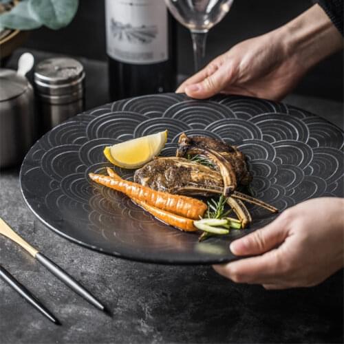 Black Japanese bowl set household ceramic dishes single rice bowl one man noodle bowl soup bowl creative northern Europe