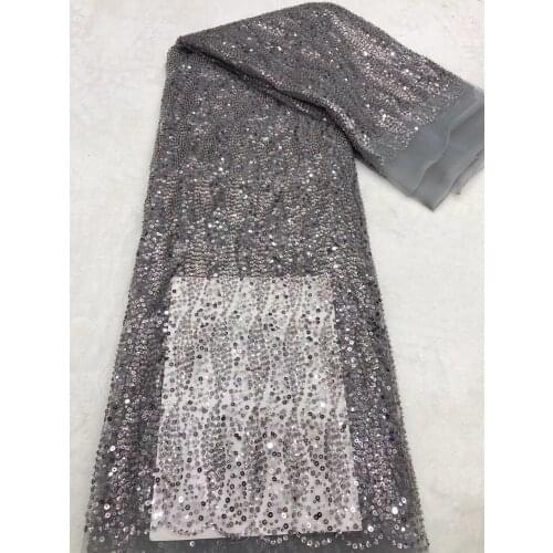 Hot Sale French Lace Fabric with sequins J-6886810 Nigeria High Quality African Tulle Lace Fabric For Wedding Party Dress