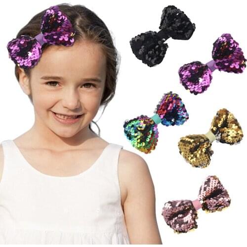Fashion Sequins Baby Accessories 2020 Hair Bows for Baby Girls Bows Kids Hair Bow Clip Blingbling Toddler Girls Hairs Accessorie