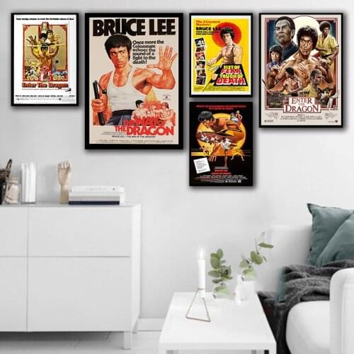 Star Bruce Lee Classic Kung Fu Movie Canvas Oil Painting Modular Bedroom Boy Room Home Decor Poster