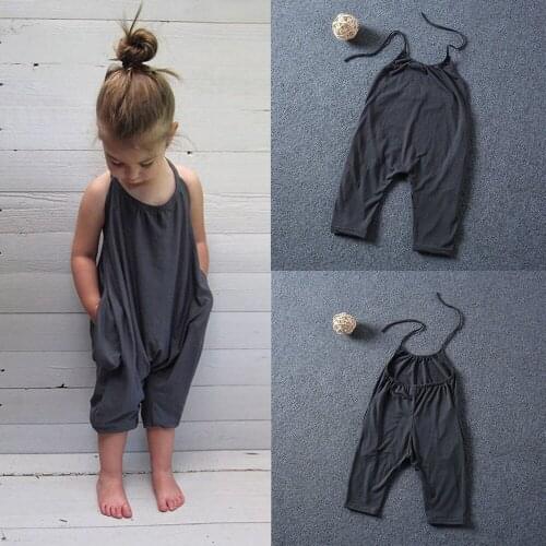 Toddler Kid Baby Girls Straps Rompers Jumpsuits Piece Pants Clothing Girls Gray Suspender One-piece Overalls With