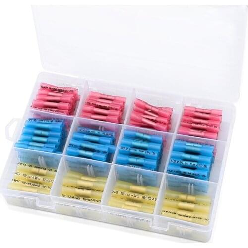 200PCS Heat Shrink Connectors Kit Insulated Waterproof Electrical Marine Automotive Wire Crimp Terminals Butt Splice