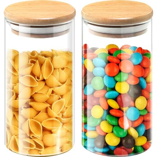 Storage Tank Food Container Bamboo Covered High Borosilicate Food Sealed Glass Tank Kitchen Miscellaneous Grain Organizer