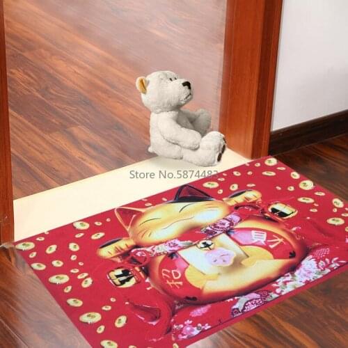 Lucky Cat Cartoon Floor Mat Bathroom Toilet Non-slip Mat Bedroom Door Mat Kitchen Entrance Absorbent Non-slip Mat
