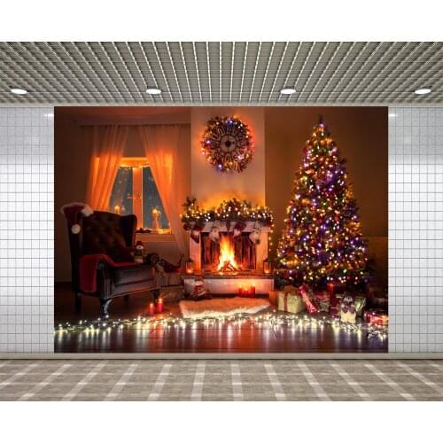 Lyavshi Christmas Tree Fireplace Gift Interior Scenic Photography Backgrounds Photographic Backdrops For Photo Studio