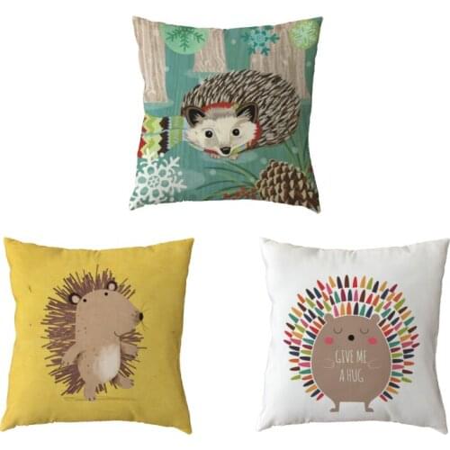 Cute Hedgehog White Throw Pillow Cases Give me a hug Printed Home Decor Lumbar Support Peach Skin I Love Dad Cushion Case Cover