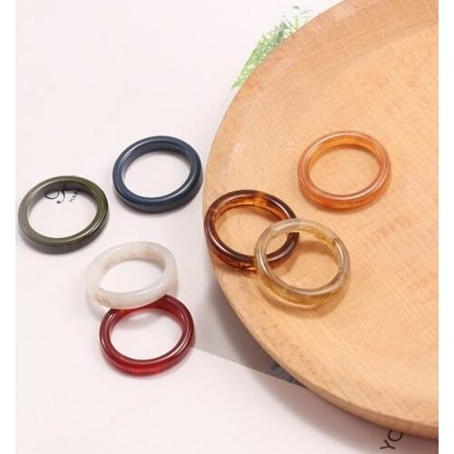 Retro Fashion Transparent Acrylic Chic Korea Ring Minimalist Resin Geometric Rings For Girls Colorful Marble Pattern Jewelry