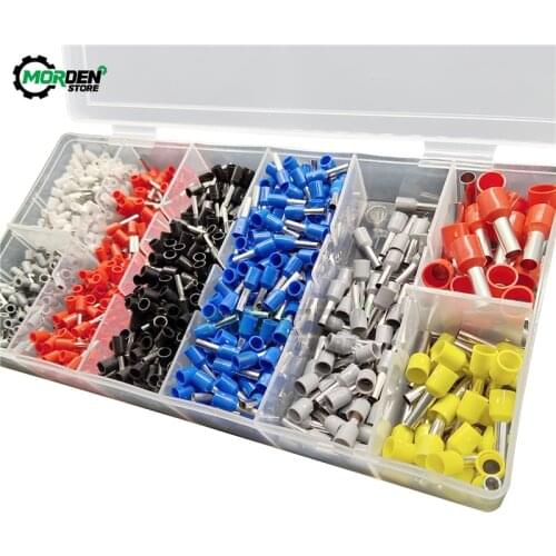 1200PCS Wire Ferrules Insulated Crimp Pin Terminal Kit 8 Sizes for Electrical Projects AWG 24-7