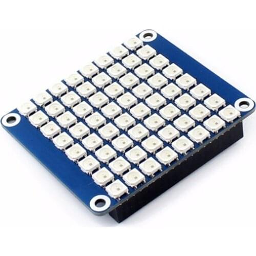 True color RGB LED HAT (B) for Raspberry Pi, colorful display Onboard 8 * 8 RGB LED Controlled by only one signal pin 800kbps