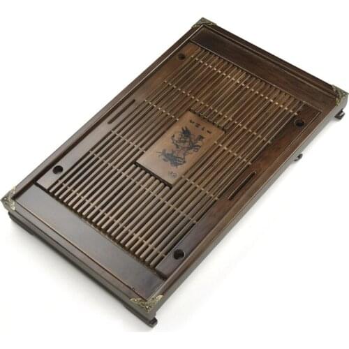 53.5*33*6cm Cheap small tea tray Ke wood solid trumpet drainage type drawer type tea tray wholesale customization