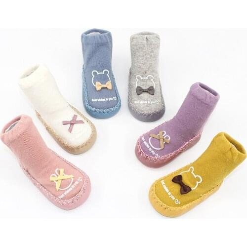 Baby Shoes Socks Infant Toddler Cartoon Socks Baby Boys Girls Floor Socks Leather Sole Anti Slip With Rubber Soles Socks TS73