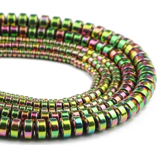 Hematite Natural Stone New Green Flat Cylinder Round Shape 3/4/6/8MM Charm Spacers Loose Beads For Jewelry Making DIY Bracelets