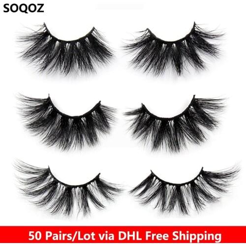 Wholesale 50 Pairs/Lot Eyelashes Makeup 25mm 5D Mink Eyelashes Fluffy Natural Long 25 mm Lashes Cruelty Free False Eyelashes