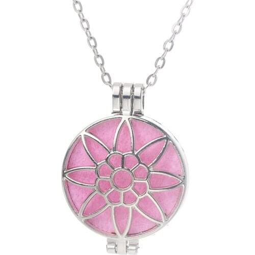 Fine Flower Aromatherapy Diffuser Necklace Locket Pendant Perfume Essential Oil Aroma Box Necklace Retro Fashion Fun Jewelry