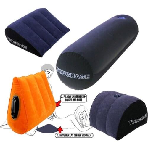 TOUGHAGE Sex Furniture Portable Inflatable Pillow Love Position Cushion Adult Games PVC Flocking Back Support Pad Wedge Pad