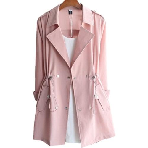 Plus Size Spring Autumn Mid-Length Solid Color Trench Coat For Women 2021 New Fashion Casual All-Match Windbreaker Overcoat A824