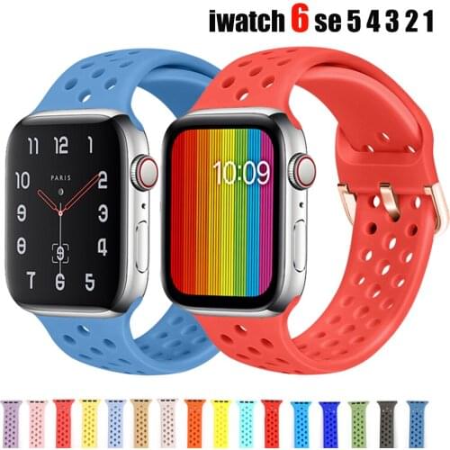 Silicone strap for Apple Watch band 44mm 40mm iWatch band 42mm 38mm Sport bracelet correa apple for watch 6 se 5 4 3 Accessories