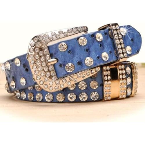 Luxury Designer Crystal Pin Buckle Belt Women High Quality Dress Strap Belt for Jeans Accessory Adjust Length waistband BT004