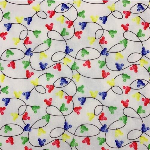 Christmas lights Polyester Cotton Fabric for Kids Clothes Hometextile Backpacks Slipcover Cushion Cover DIY Kids shirt Material