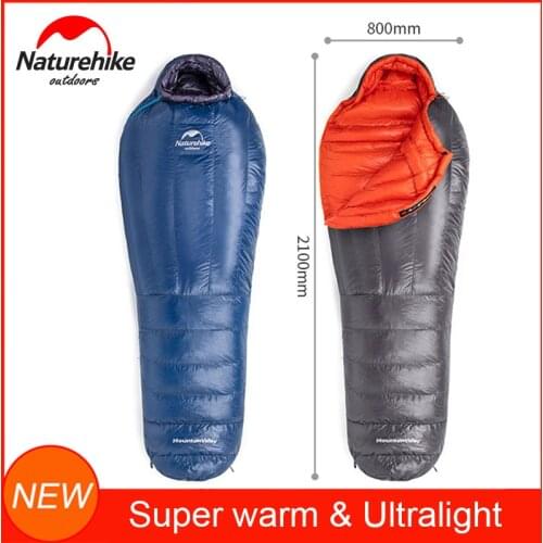 NatureHike Super Quality Goose Down Hooded Cold Weather Warm Sleeping Bag with Compression Stuff Sack for outdoor camping hiking