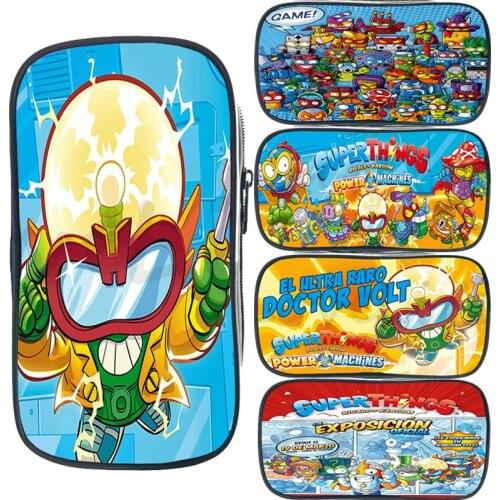 Students Super Things Pencil Case Kawaii Cartoon Pen Bag Children Pencil Holder Boys Superzings Pencil Bag Girls Cosmetic Case