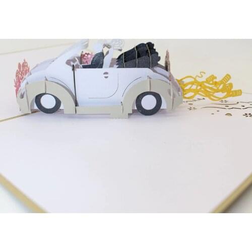 3D laser cut Handmade Fashion Cool Bride and Groom Sports Car Paper Wedding Invitation Greeting Cards + Envelope Creative Gift