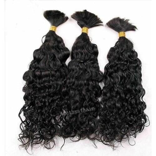Water Wave Human Hair Bulk For Braiding Brazilian Remy Hair Weaving No Weft 3Bundles Bulk Human Hair Extension #Black #2#4 Brown