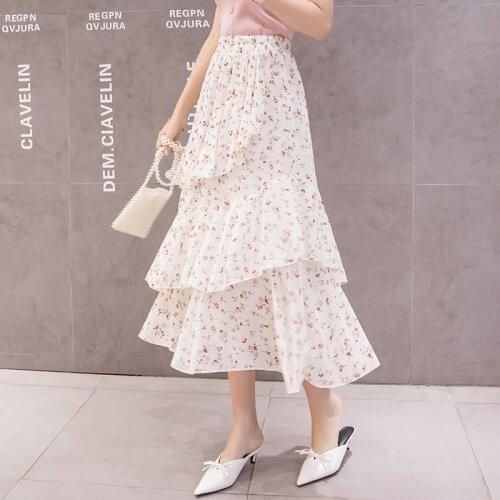 Womens Skirt Vintage Clothes Long Skirts White Harajuku Summer High Waist Streetwear 2021 Fashion flowy Spring Elastic Chiffon