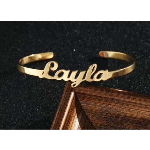 Custom Name Bracelets Bangles For Women Men Personalized Quote Letter Jewelry Stainless Steel Rose Gold Kinds Cuff Bracelets bff