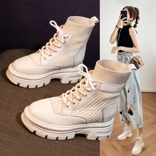 2020 New Casual Womens Shoes Real Soft Leather Nude Boots WinterShort boots Women Fashion Shoes