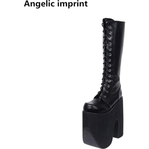 Angelic imprint mori girl Women punk motorcycle boots lady lolita Boots woman super high trifle heel pumps platform shoes 20cm