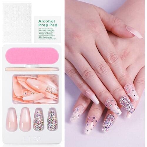 10pcs nails matte false nails Design pearl Rhinestone Laser glitter Art design Cute Shining adhesive tabs