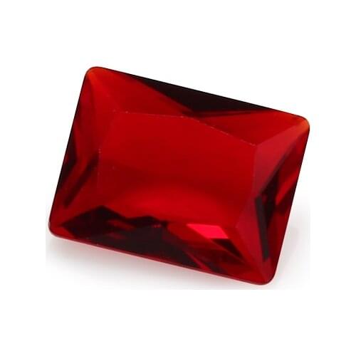 100pcs 2x3~10x12mm Rectangle Shape Loose Stone Dark Red Color Glass Synthetic Gems For Jewelry DIY Stone Princess Cut