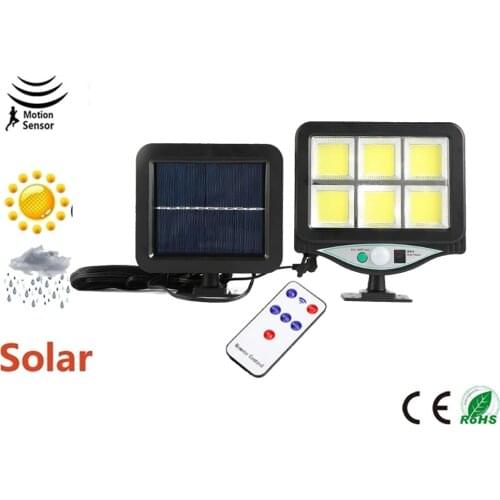 100 LED Solar Powered Lights Outdoor Wireless Motion Sensor Security Waterproof Wall Spotlights Street Pathway lamp with 5M wire